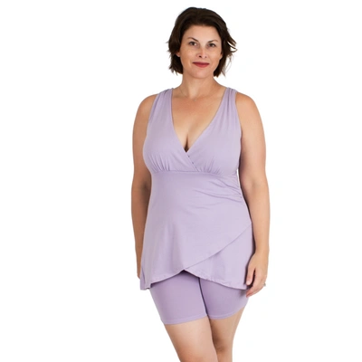 Shop Undersummers By Carrierae Lux Cotton Faux Wrap Pajama Top In Purple