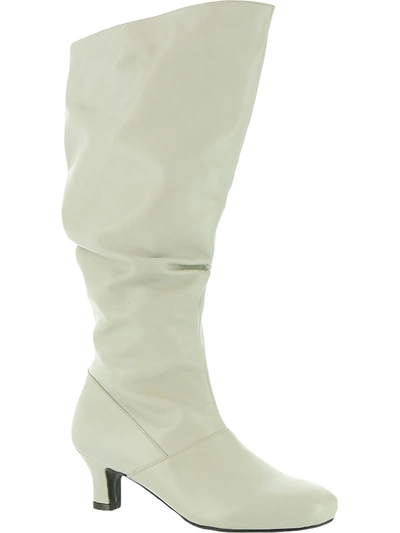 Shop Array Groovey Womens Leather Pull On Knee-high Boots In Beige