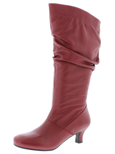 Shop Array Groovey Womens Leather Pull On Knee-high Boots In Red
