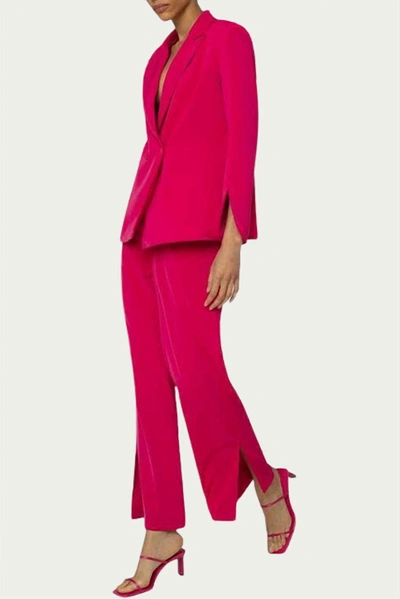 Shop Amylynn Alice Linen-blend Twill Straight-leg Pant In Pink