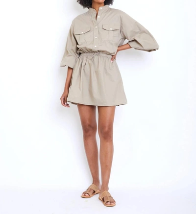 Shop Phie Collective Satin Cotton Safari Mini Dress In Beige