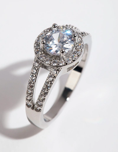 Lovisa Silver Plated Cubic Zirconia Halo Ring In Silver