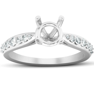Pompeii3 1/3 Ct Diamond Engagement Ring Semi Mount Tapered Setting 14k White Gold In Multi