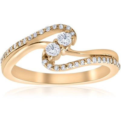 Shop Pompeii3 1/2ct Two Stone Diamond Forever Us Engagement Ring 10k Yellow Gold In Multi