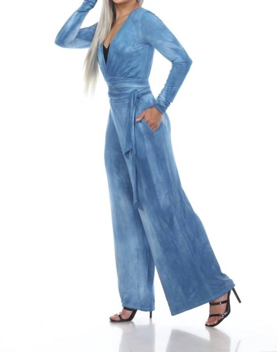 One Essence Carni Cropped Wrap Top/jacket In Indigo Cloud Plant Dye In Multi