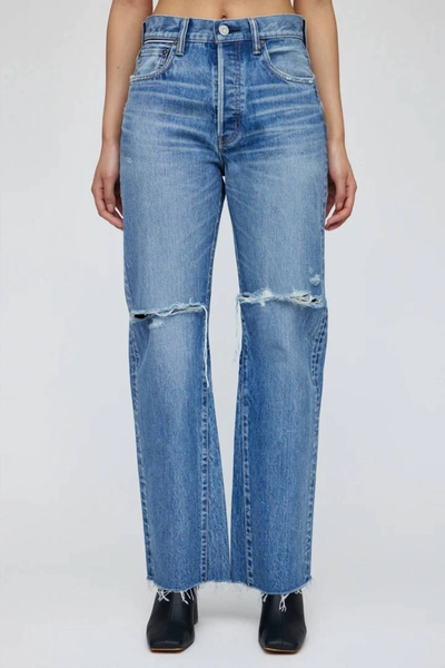 Shop Moussy Clifton Remake Flare Jean In Blue