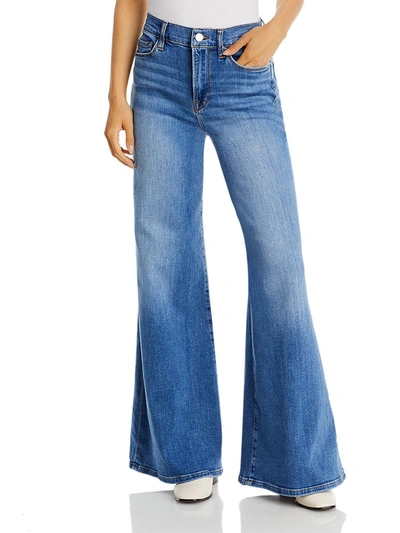 Shop Frame Womens High Rise Dirt Wash Wide Leg Jeans In Blue
