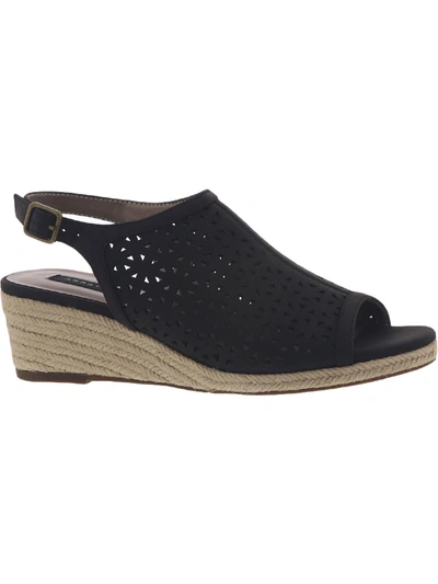 Shop Array Lakeland Womens Faux Leather Heeled Espadrilles In Black