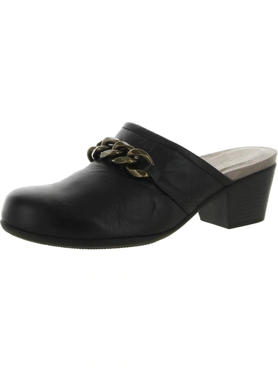 Shop Array Laurel Womens Leather Block Heel Mules In Black