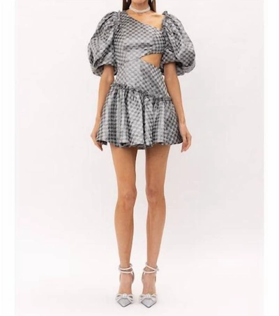 Shop Sofie The Label Claire Checkered Jacquard Mini Dress In Silver In Grey