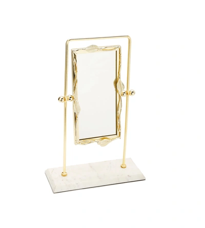 Shop Classic Touch Decor Rectangular Table Mirror Gold Leaf Border White Marble Base