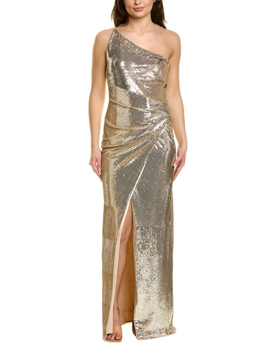 Adriana One-shoulder Sequin Gown In Champagne