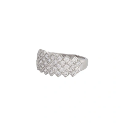 Shop Lovisa Rhodium Cubic Zirconia Lattice Ring In Silver