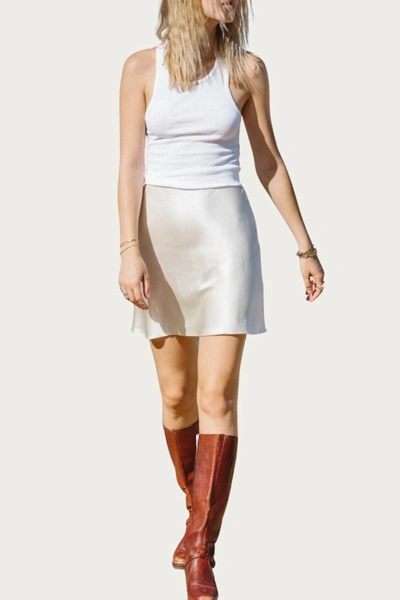Shop Merrit Charles Madison Silk-satin Mini Slip Skirt In Ivory In Beige