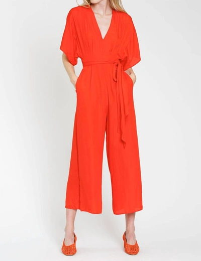 Shop Dra Los Angeles Catania Jumpsuit In Rojo In Red