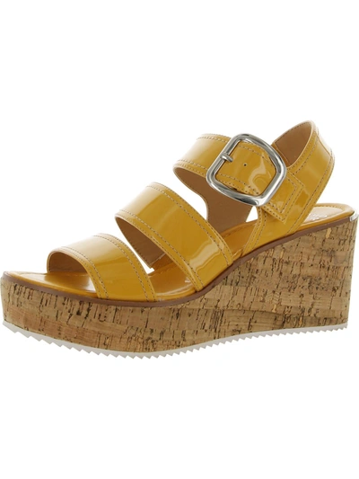 Shop Donald J Pliner Irving Womens Patent Leather Strappy Wedge Sandals In Yellow