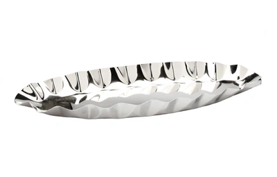 Shop Classic Touch Decor Boat Shaped Stainless Steel Dish With Rippled Design