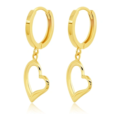 Max + Stone 14k Yellow Gold Dangle Heart Huggie Hoop Earrings In Yellow