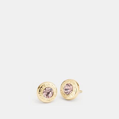 Shop Coach Outlet Coach Open Circle Stone Strand Earrings In Gold