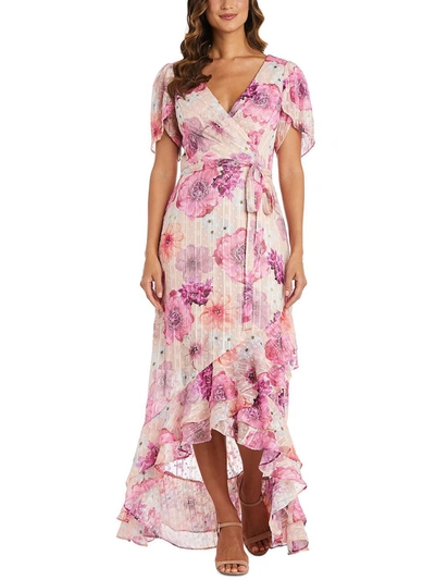 Shop Nw Nightway Womens Ruffled Long Evening Dress In Pink