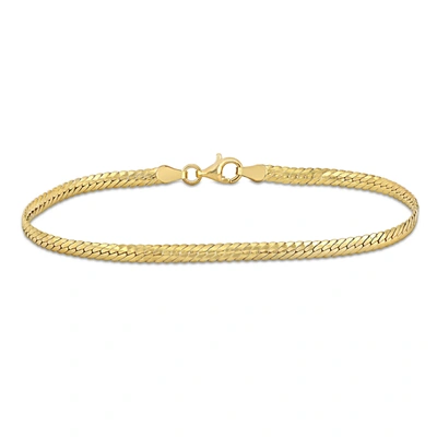 Mimi & Max 3mm Herringbone Bracelet In 18k Yellow Gold Plated Sterling Silver - 7.5 In In Yellow