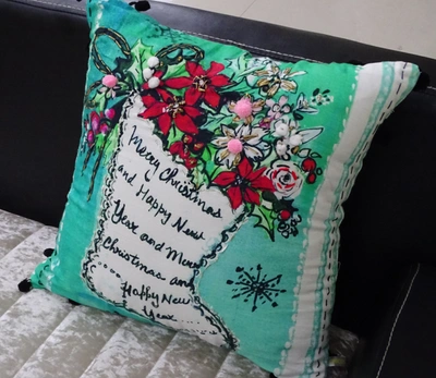 Vibhsa Hand Illustrated Christmas Holiday Pillow