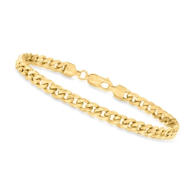 Shop Canaria Fine Jewelry Canaria Men's 5.9mm 10kt Yellow Gold Cuban-link Bracelet In White