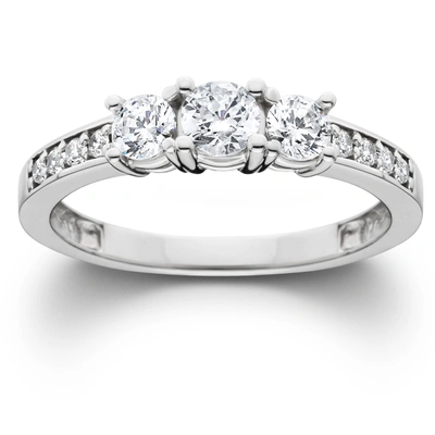 Shop Pompeii3 1ct Diamond Ex3 Lab Grown Three Stone Engagement Ring 10k White Gold In Multi