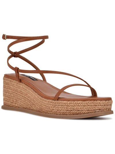 Shop Nine West Alexx3 Womens Strappy Platform Wedge Sandals In Brown