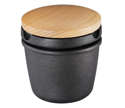 Zassenhaus Cast Iron Spice Grinding Set With Beechwood Lid, 3" Grinder, Black In Black