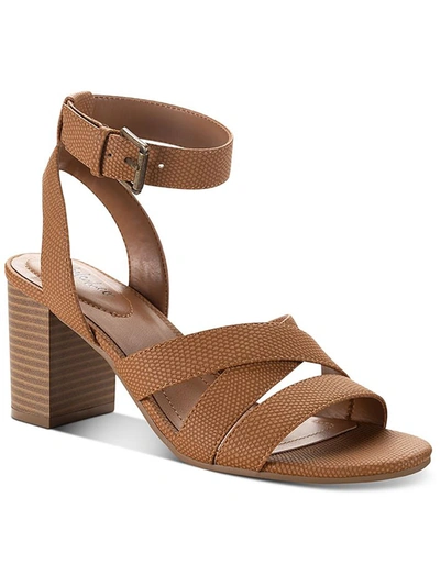 Shop Style & Co Sabinaa Womens Faux Leather Strappy Block Heels In Brown