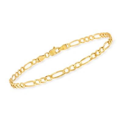 Shop Ross-simons Men's 3.8mm 14kt Yellow Gold Figaro Chain Bracelet In White