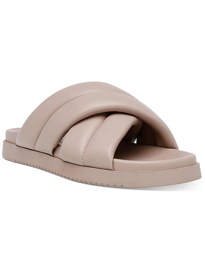 Shop Steve Madden Motte Womens Faux Leather Slip On Slide Sandals In Brown