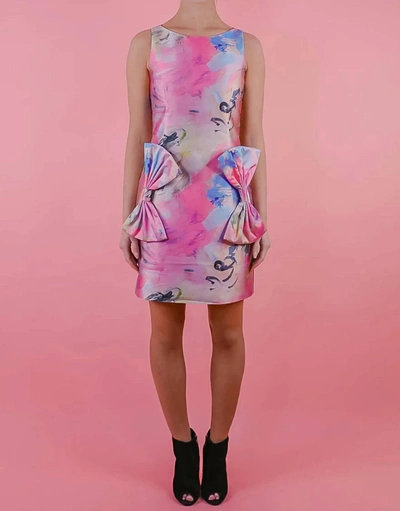 Neubyrne Candace Bow Pocket Dress In Painterly Print In Multi