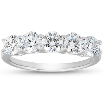 Shop Pompeii3 1 1/4 Ct Ex3 Lab Grown Diamond Five Stone Wedding Ring 14k White Gold U Prong In Multi