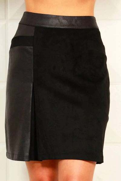 Shop Angel Apparel Vegan Suede/leather Skirt In Black