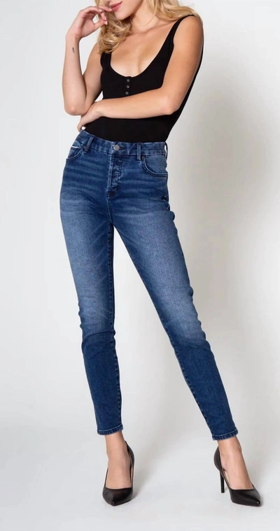 Shop Dear John Denim Olivia Super High Rise Ankle Skinny Jeans Colville In Dark Wash In Blue
