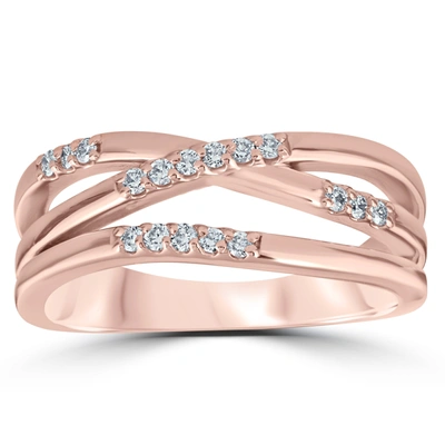 Pompeii3 1/5ct Diamond Cross Over 14k Rose Gold Right Hand Multi Rose Ring In Multi