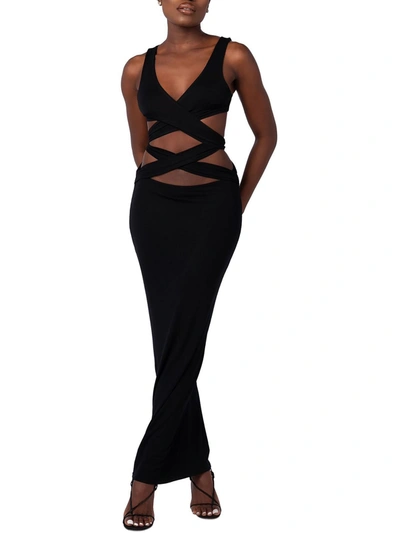 Shop Grayscale Womens Criss-cross Maxi Bodycon Dress In Black