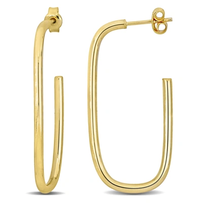Mimi & Max Open Rectangular Earrings In 10k Yellow Gold In White