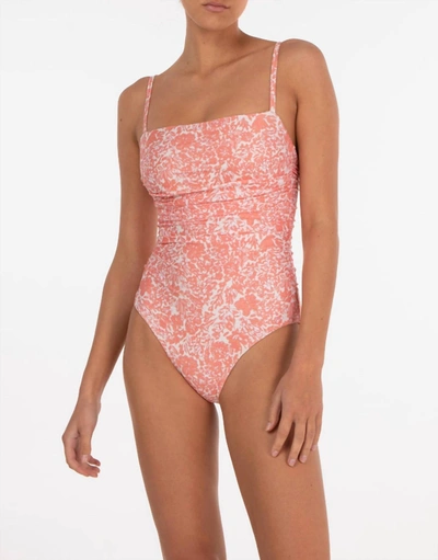Shop Peony Ruched One Piece Swimsuit In Carnation Pink Floral