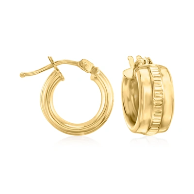 Canaria Fine Jewelry Canaria Italian 10kt Yellow Gold Huggie Hoop Earrings In Gold