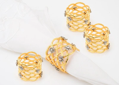 Shop Classic Touch Decor Set Of 4 Gold Jeweled Napkin Rings