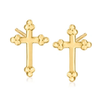 Shop Canaria Fine Jewelry Canaria 10kt Yellow Gold Budded Cross Earrings