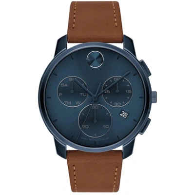 Shop Movado Men's Bold Thin Blue Dial Watch In Gold