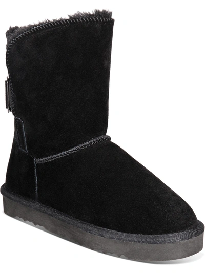 Style & Co Teenyy Womens Suede Faux Fur Lined Winter Boots In Black