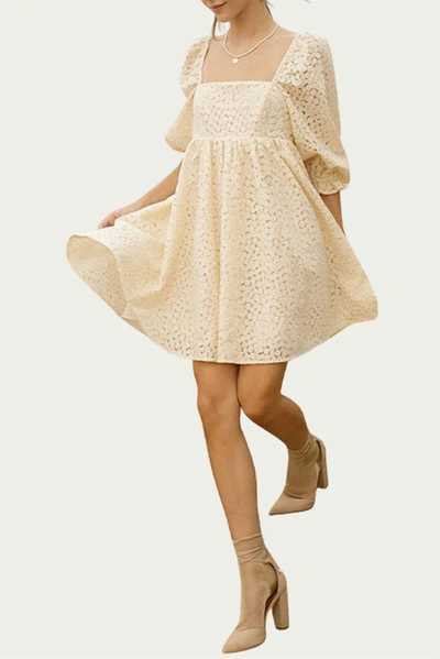 Shop Storia Crochet-lace Baby Doll Mini Dress In Vanilla In Beige