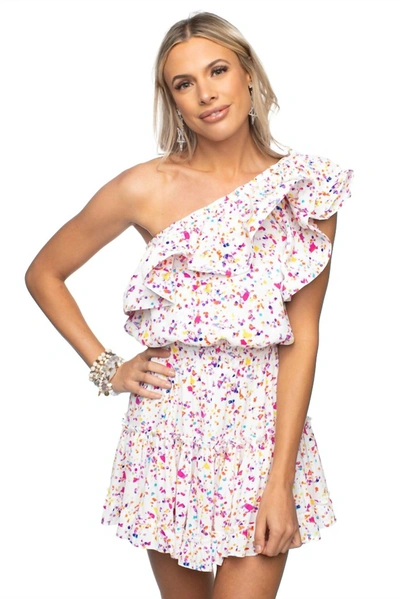 Shop Buddylove Georgia Confetti One Shoulder Ruffle Dress In Multi