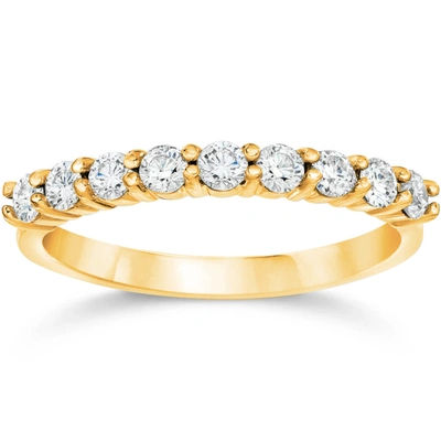 Shop Pompeii3 1/2ct Round Diamond Prong Wedding Ring 14k Yellow Gold In Multi