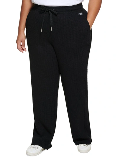 Shop Calvin Klein Plus Womens Thermal Activewear Sweatpants In Black